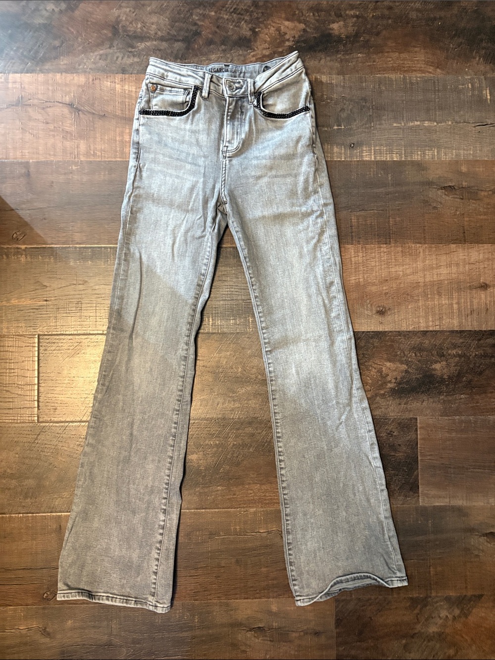 Garcia Light Grey High-Rise Flare Jeans